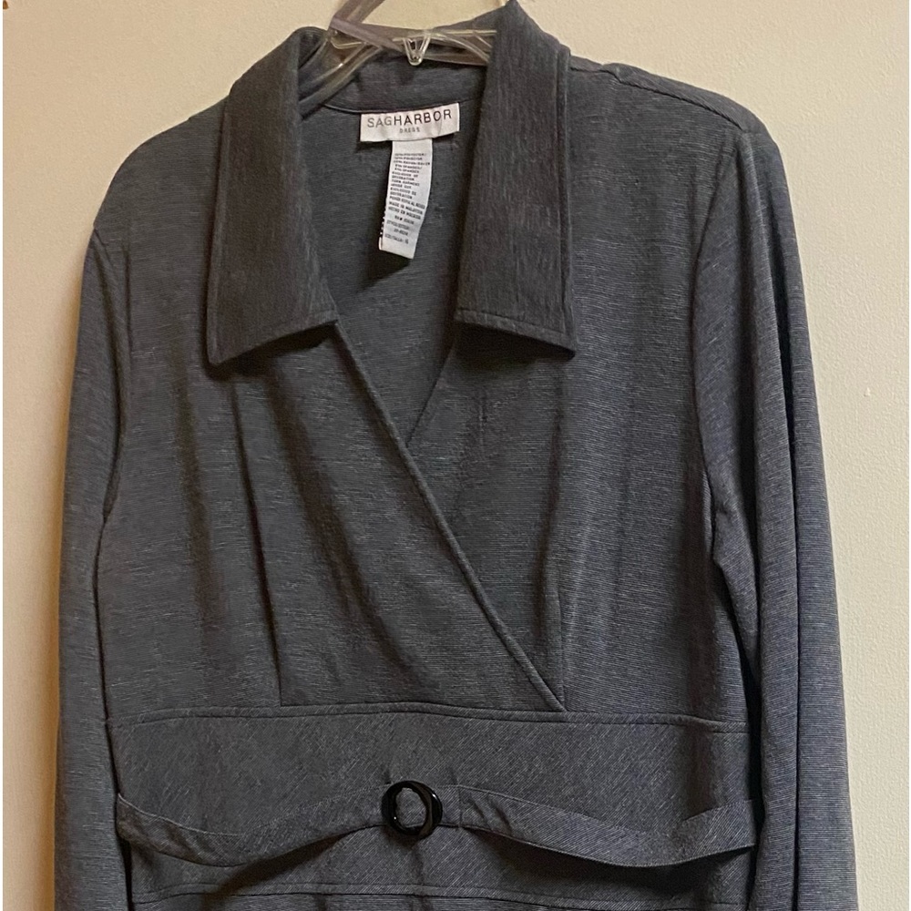 Sag harbor Grey Dress with belted waist